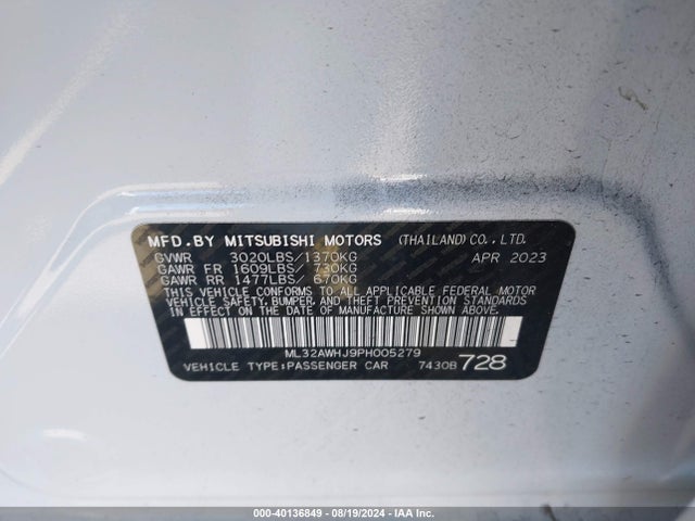 Mitsubishi Mirage Ralliart 2023 ML32AWHJ9PH005279 Image 9
