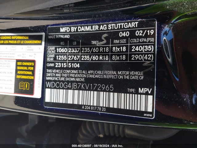 WDC0G4JB7KV172965 Mercedes-Benz GLC 300