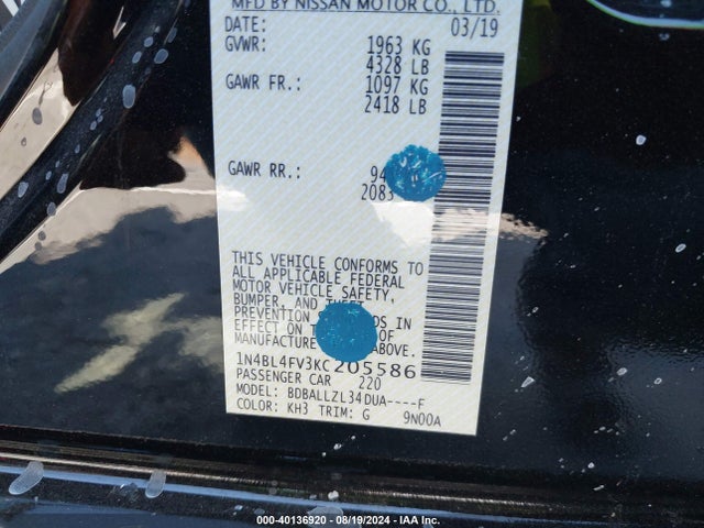 Nissan Altima 2.5 Platinum 2019 1N4BL4FV3KC205586 Image 9