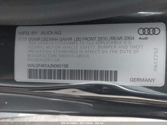 WAU2FAFC4JN060198 Audi S7 4.0t Premium Plus