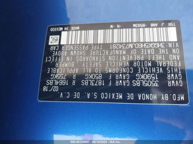 3HGGK5H60JM734281 Honda Fit Sport