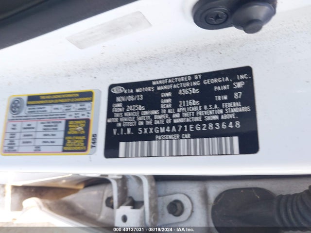 KIA Optima Lx 2014 5XXGM4A71EG283648 Image 9
