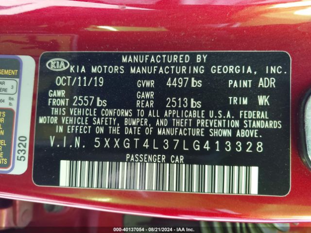 5XXGT4L37LG413328 KIA Optima S