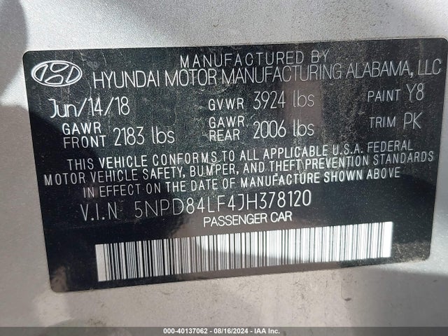 Hyundai Elantra Value Edition 2018 5NPD84LF4JH378120 Image 9