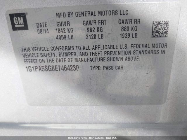 1G1PA5SG8E7464230 Chevrolet Cruze Ls Auto