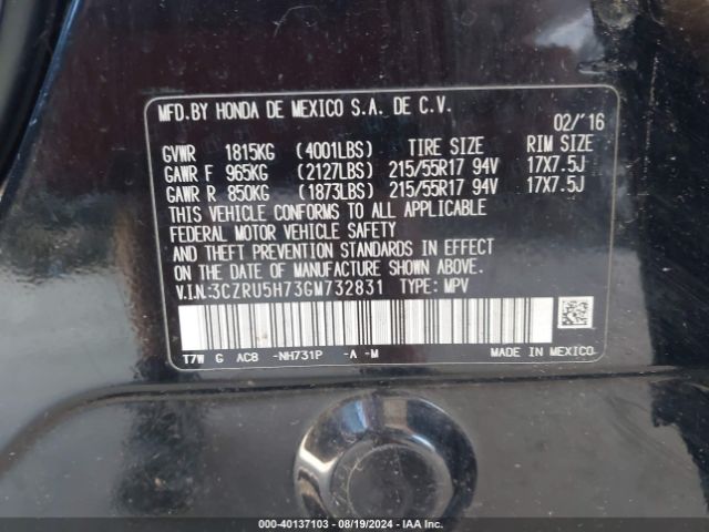 3CZRU5H73GM732831 Honda Hr-v Ex-l
