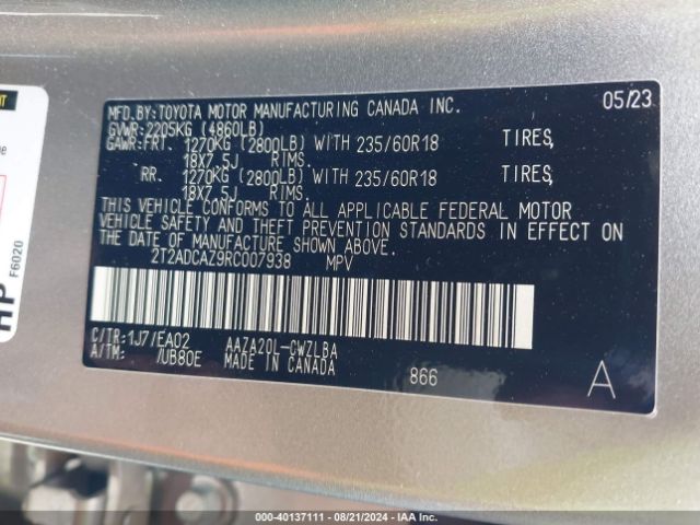 2T2ADCAZ9RC007938 Lexus NX 250