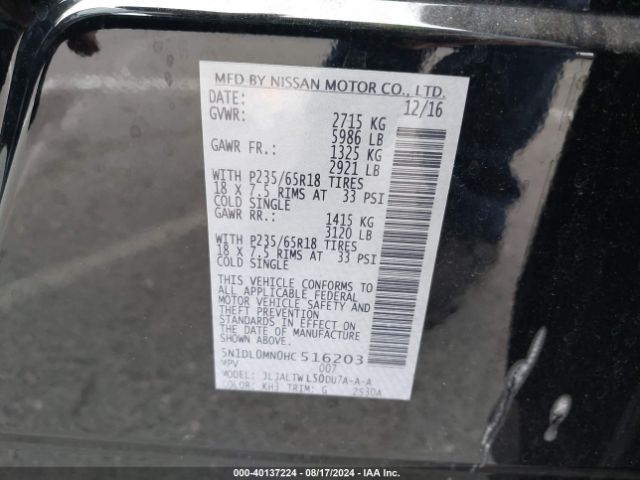 5N1DL0MN0HC516203 Infiniti QX60