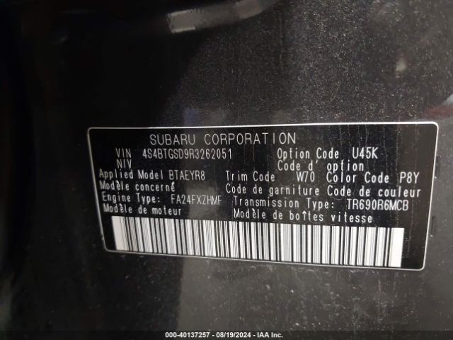 4S4BTGSD9R3262051 Subaru Outback Wilderness