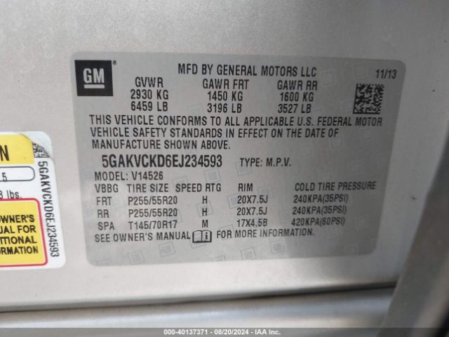 5GAKVCKD6EJ234593 Buick Enclave Premium