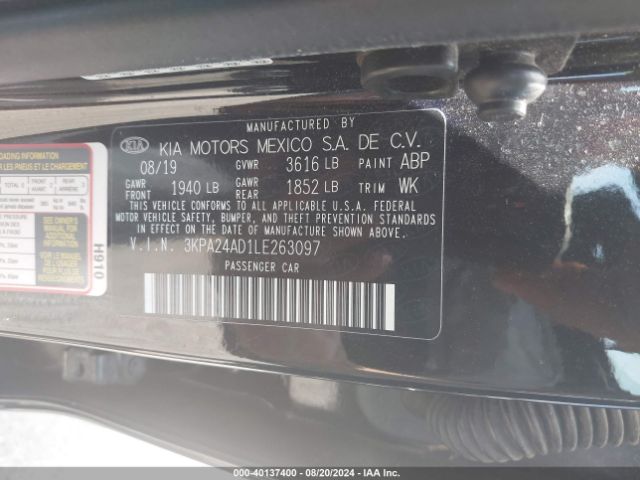 3KPA24AD1LE263097 KIA RIO S