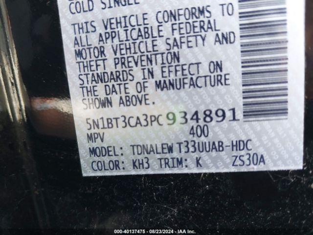 5N1BT3CA3PC934891 Nissan Rogue Sl Fwd
