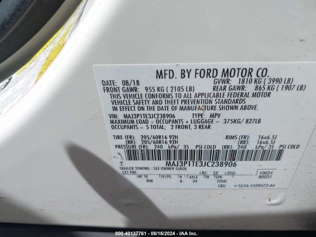 Ford Ecosport Se 2018 MAJ3P1TE3JC238906 Image 9