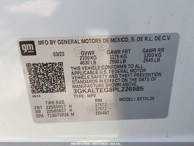 3GKALTEG8PL226985 GMC Terrain Awd Sle