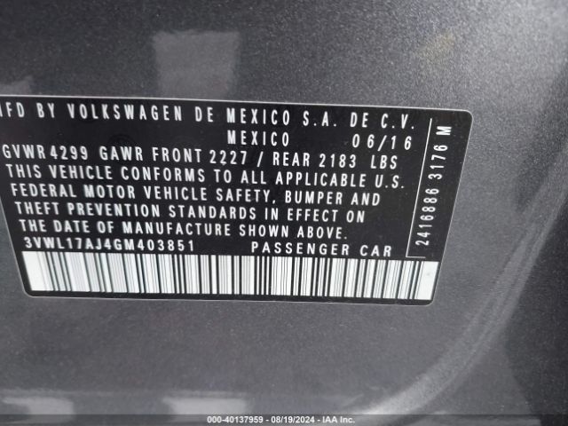 3VWL17AJ4GM403851 Volkswagen Jetta 1.8t Sel