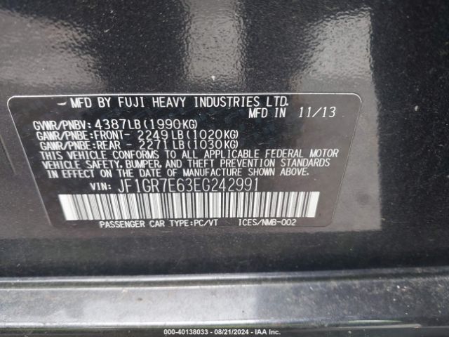 JF1GR7E63EG242991 Subaru Impreza Wrx