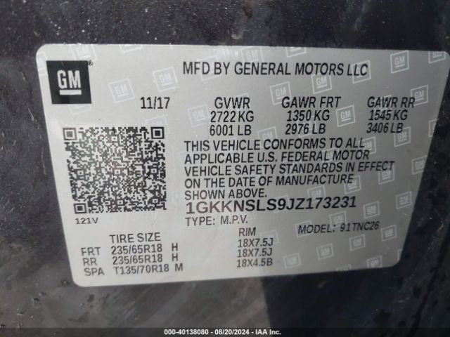 1GKKNSLS9JZ173231 GMC Acadia Sle-2