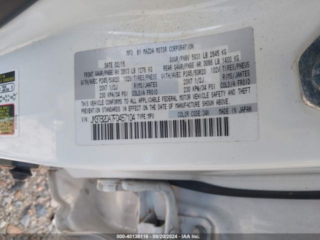 JM3TB2DA7F0457104 Mazda Cx-9 Grand Touring