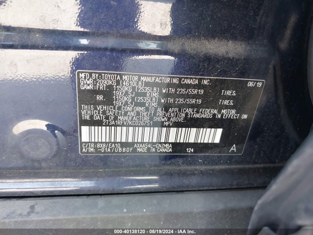 Toyota Rav4 Xle Premium 2019 2T3A1RFV7KC026751 Image 9