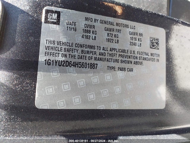 Chevrolet Corvette Z06 2017 1G1YU2D64H5601887 Image 9