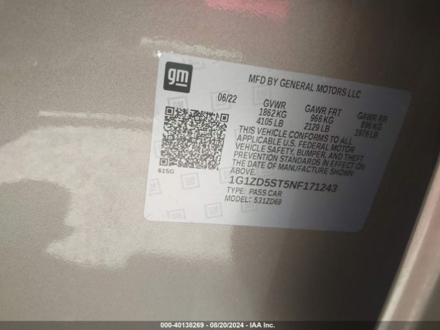 1G1ZD5ST5NF171243 Chevrolet Malibu Fwd Lt