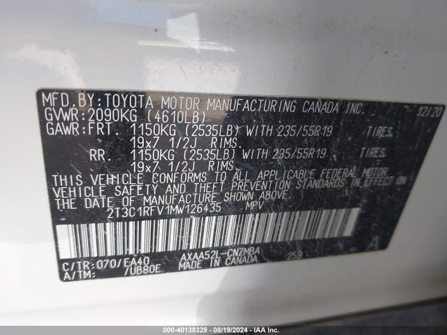 Toyota Rav4 Xle Premium 2021 2T3C1RFV1MW126435 Image 9