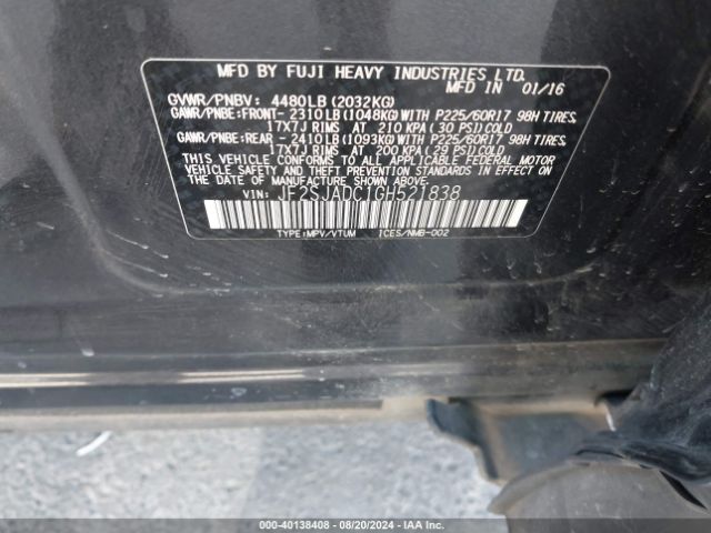 JF2SJADC1GH521838 Subaru Forester 2.5i Premium