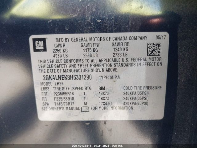 2GKALNEK8H6331290 GMC Terrain Sle-2