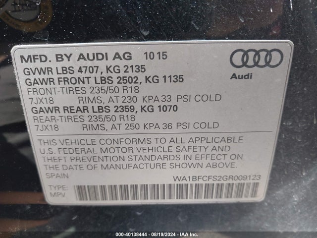 WA1BFCFS2GR009123 Audi Q3 2.0t Premium Plus