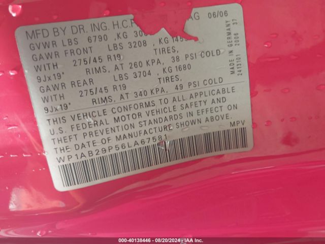 2006 PORSCHE CAYENNE WP1AB29P56LA67581 Photo 8