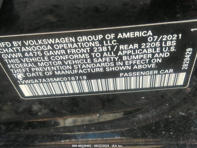 Volkswagen Passat 2.0t Se 2021 1VWSA7A35MC016719 Image 9