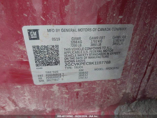 Chevrolet Silverado 1500 Ld Lt 2019 2GCVKPEC9K1197768 Image 9