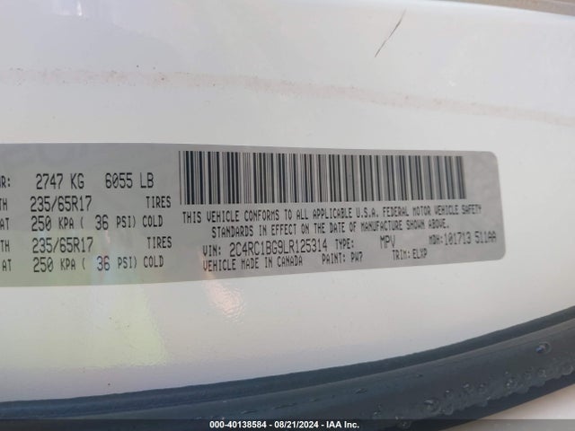 Chrysler Pacifica Touring L 2020 2C4RC1BG9LR125314 Image 9
