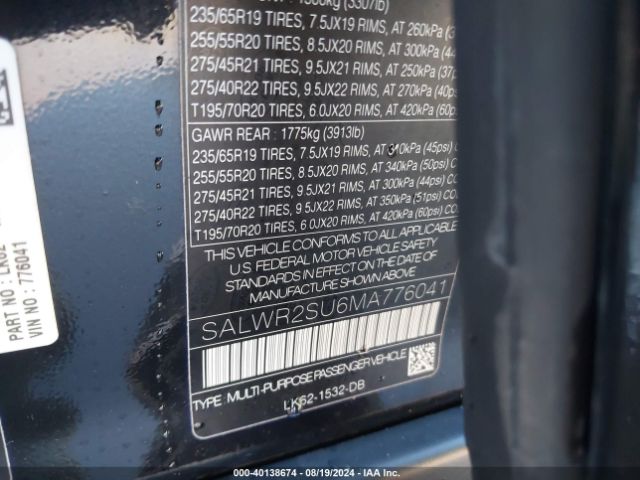 SALWR2SU6MA776041 Land Rover Range Rover Sport Hse Silver Edition Mhev