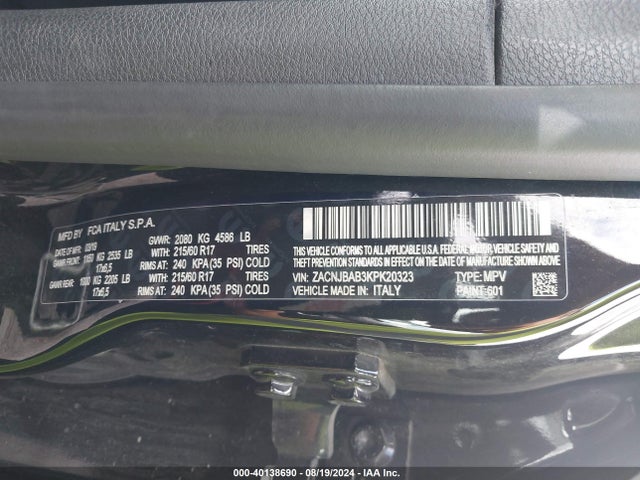 ZACNJBAB3KPK20323 Jeep Renegade Upland 4x4