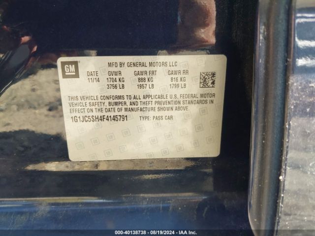 1G1JC5SH4F4145791 Chevrolet Sonic Lt Auto