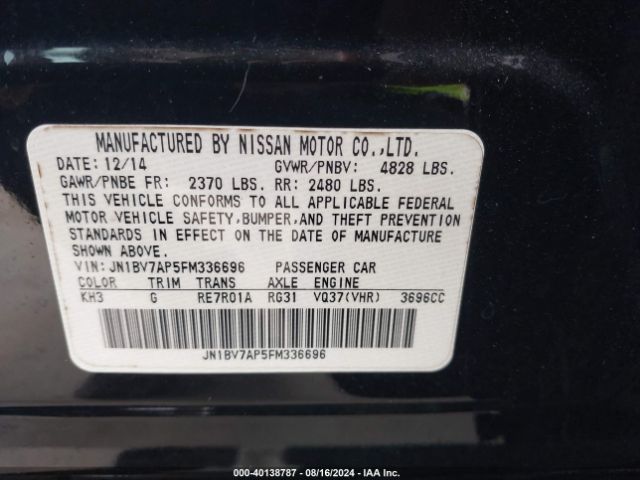 JN1BV7AP5FM336696 Infiniti Q50 SPORT