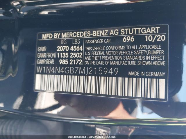 W1N4N4GB7MJ215949 Mercedes-Benz GLA 250