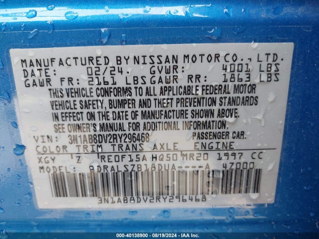 Nissan Sentra Sr Xtronic Cvt 2024 3N1AB8DV2RY296468 Image 9