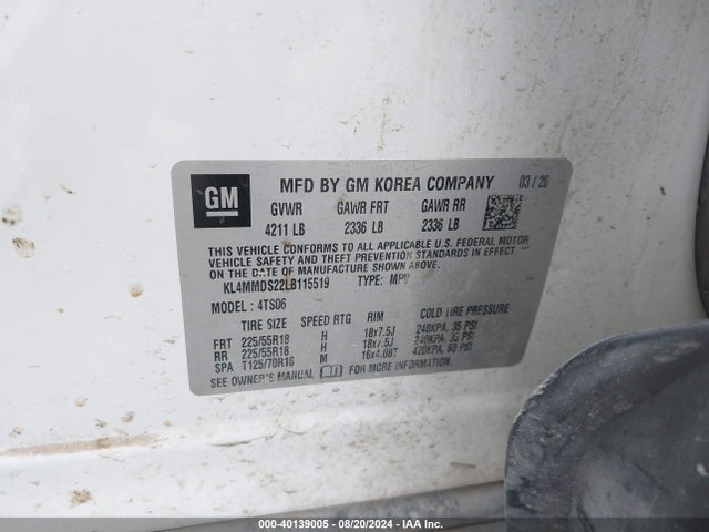 KL4MMDS22LB115519 Buick Encore Gx Fwd Select