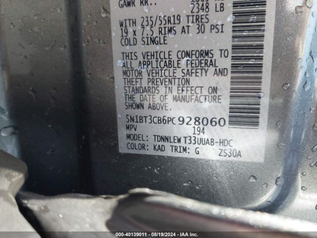 5N1BT3CB6PC928060 Nissan Rogue Sl Intelligent Awd