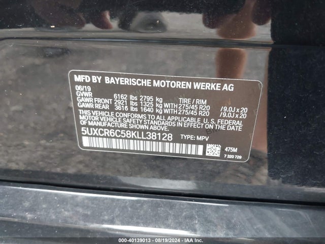 5UXCR6C58KLL38128 BMW X5 Xdrive40i