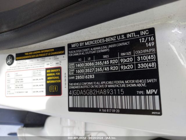 4JGDA5GB2HA893115 Mercedes-Benz Gle 400 4matic