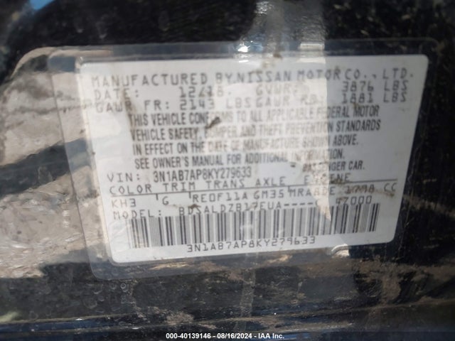 Nissan SENTRA SV 2019 3N1AB7AP8KY279633 Image 9
