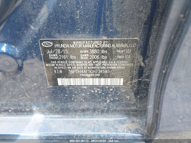 Hyundai ELANTRA SE 2016 5NPDH4AE5GH734545 Image 9