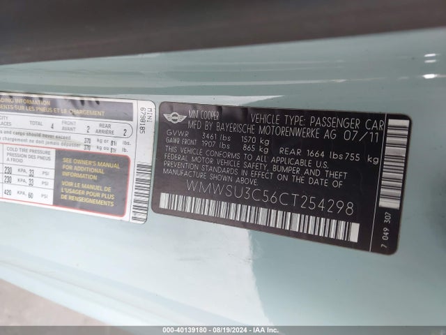 2012 MINI COOPER WMWSU3C56CT254298 Photo 8