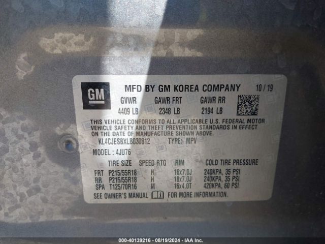 KL4CJESBXLB030812 Buick Encore Awd Preferred