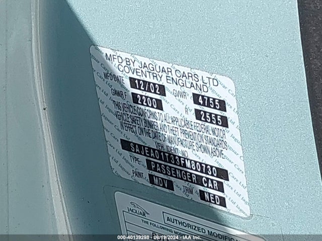 2003 JAGUAR S-TYPE SAJEA01T33FM80730 Photo 8