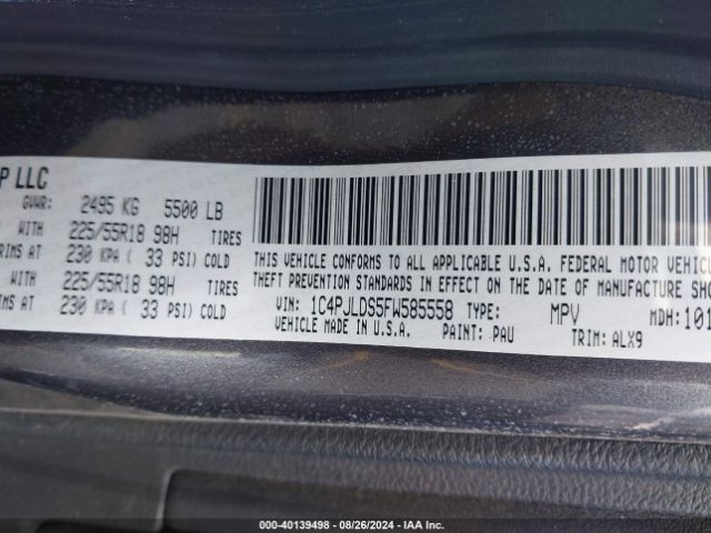 1C4PJLDS5FW585558 Jeep Cherokee Limited