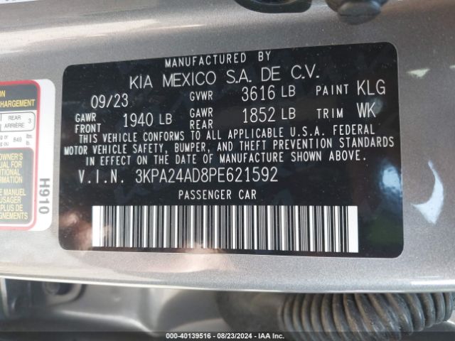 3KPA24AD8PE621592 KIA RIO S